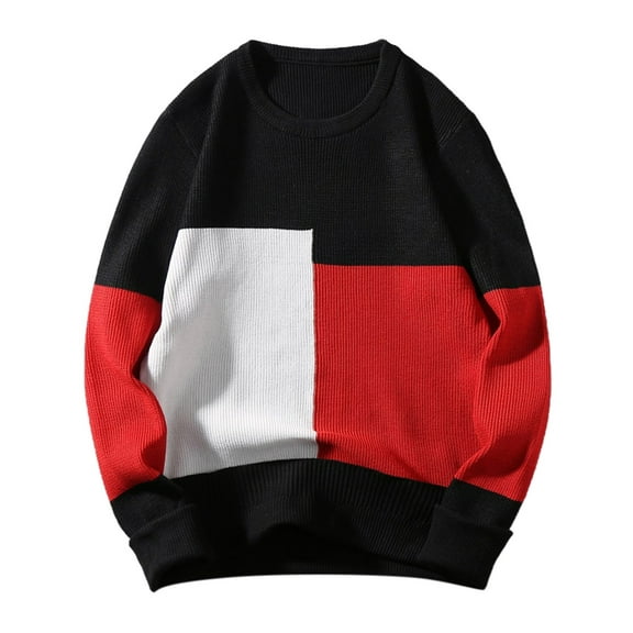 Ketyyh-chn99 Sweaters for Young Men 2024 Crew Neck Sweater Tops for Men Pullovers Black,M