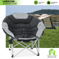 thumbnail image 3 of Magshion Padded Camping Chair, Oversized Camping Chair with Cup Holder and Carry Bag, Outdoor Folding Chair Moon Round Chair for Camping Hiking Fishing Picnic, Black/Grey, 3 of 11