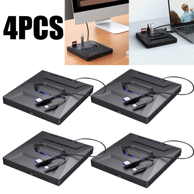 Likrtyny Grabadora unidad 5 en 1 con puertos USB/Tipo-C + SD/TF para PC portátil
