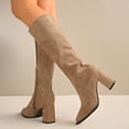 thumbnail image 5 of Women Pointed Toe Knee‑High Boots, Soft Stretch Suede Tall Long Boots, Side Zipper Chunky Block Heel Dress Boots for Fall Winter, 5 of 9