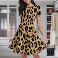 thumbnail image 2 of Brown Black Leopard Fur Pattern Women's Classic Swing Skater Dress Casual Work Party Cocktail Dresses, 2 of 6