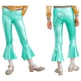 thumbnail image 6 of iEFiEL Girls Metallic Flare Dance Pants High Waist Bell Bottom Jazz Leggings Lake Green 8, 6 of 7