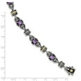 thumbnail image 2 of Shey Couture Sterling Silver with 14K Accent 7.5 Inch Antiqued Round Amethyst Bracelet QTC400, 2 of 2