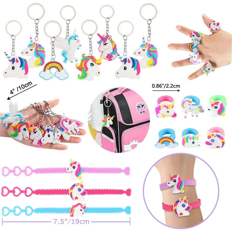 166 Pcs Unicorn Party Favors Supplies Unicorn Slap Bracelets Mask Rings  Keychains Tattoos Headband Rings Hairpin Bracelets Necklace Goodie Bags for