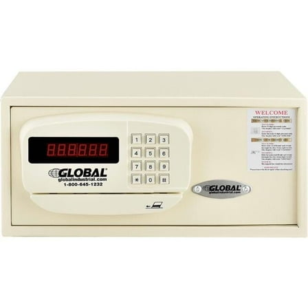 Global Industrial Personal Hotel Safe Electronic Lock with Card - White - 15 x 10 x 7 in.