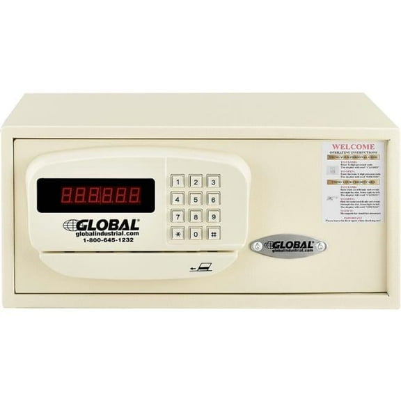 Global Industrial Personal Hotel Safe Electronic Lock with Card - White - 15 x 10 x 7 in.