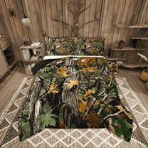 Manfei Botanical Plant Bedding Toddler Comforter Set, Brown Branches Down Comforter, Fall Leaves Bedding Sets Toddler with Comforter, Ultra Soft Room Decoration, 2 Pieces Reversible