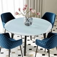 thumbnail image 3 of Aqua Geometric Round Fitted Tablecloth with Elastic Edge, Waterproof Table Cloth Table Cover for 36"-44" Tables, White Greek Key Design Abstract Modern Art Tablecloths for Dining Picnic Outdoor, 3 of 9