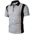 thumbnail image 2 of Maean Men's Fashion Collared Shirts Vintage Striped Quarter Zipper Tops Casual Short Sleeve Golf Shirt, 2 of 4