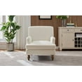 thumbnail image 6 of Lisonu Cozy Reading Armchair, Vintage Upholstered Linen Accent Chair with Rolled Arms and Solid Wood Legs for Living Room, Cream, 6 of 21