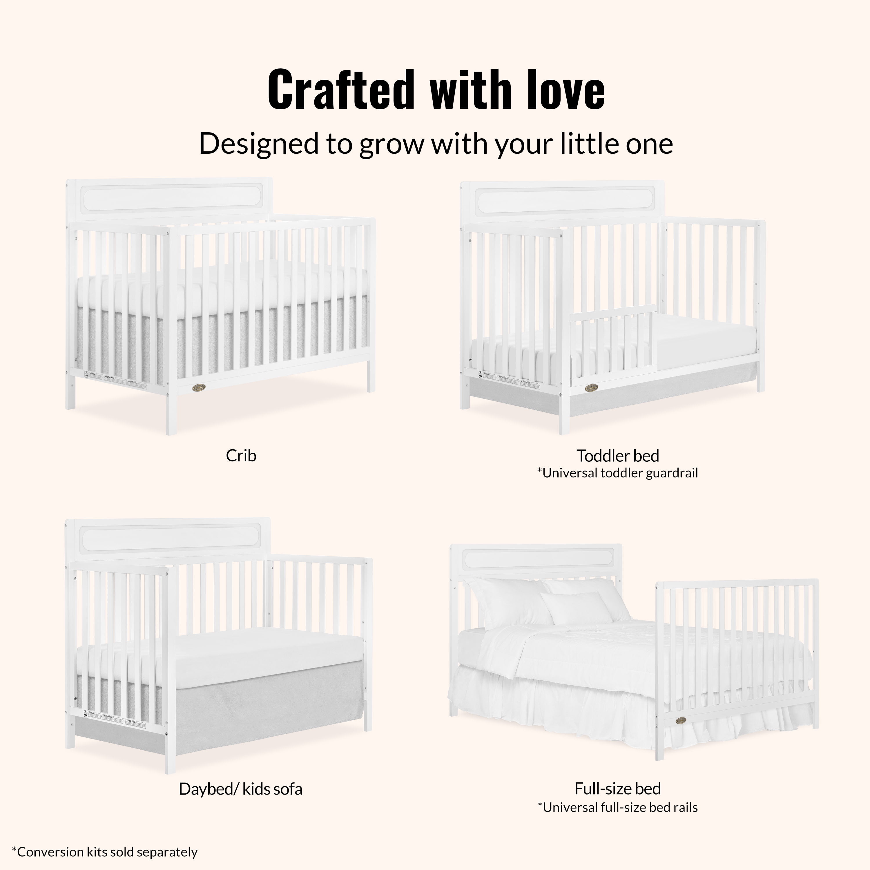 Dream On Me Avery Convertible Crib, White