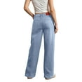 thumbnail image 4 of Hogleaql High Waisted Jeans for Women Dressy Going Out Stretchy Wide Leg Button Denim Jeans with Pockets Loose Fit Pants Sky BlueL, 4 of 4