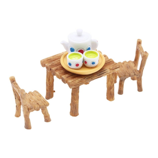 Silla y mesa de en miniatura, juguete educativo de aprendizaje para niños, juego de simulación, accesorio de decoración para casa de