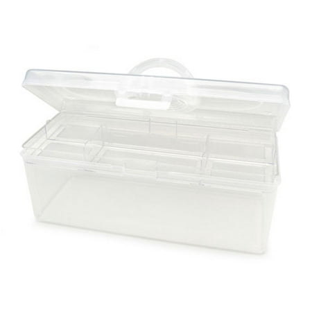 Darice Clear Plastic Craft Hobby Tote, 13.5 x 5.5 x 5.5 Inches