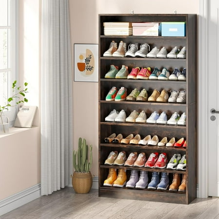 Tribesigns Shoe Cabinet 9 Tiers 40-45 Pairs Heavy Duty Wood Freestanding Shoe Storage Cabinet