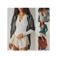 thumbnail image 6 of KelaJuan Women's Henley Shirts Long Sleeve Deep V Neck Solid Color Waffle Knit Crop Tops Slim Fit T-Shirts, 6 of 6