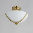 thumbnail image 4 of Deven 3 - Light Satin Brass Brass Modern / Transitional Incandescent Glass And Steel Flush Mount Light, 4 of 5
