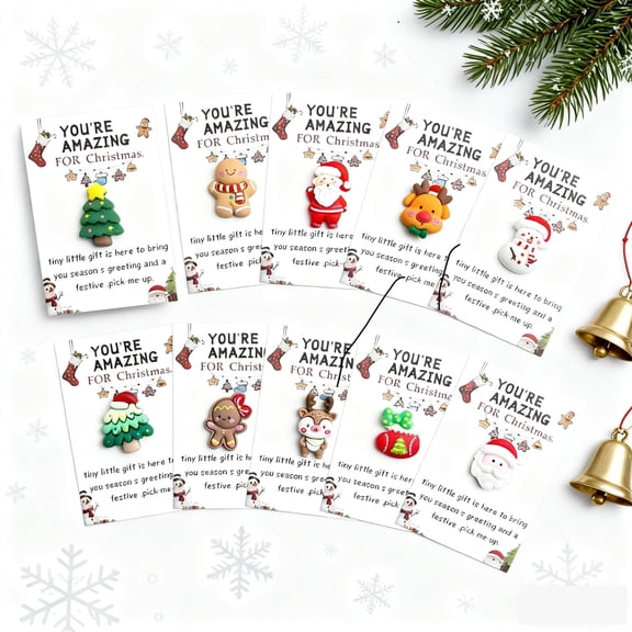 10 pcs Pocket Hug Christmas Card with Resin Embellishment, Heartfelt Holiday Greeting Card for Friends & Family