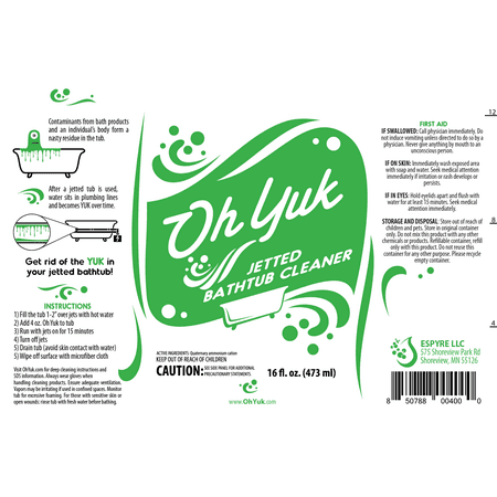 Oh Yuk Jetted Tub Cleaner for Jacuzzis, Bathtubs, Whirlpools 16 Ounces