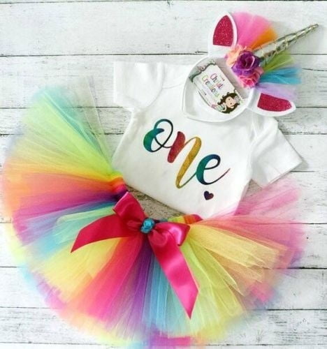Baby Girl Dress 1st Birthday Outfit Romper Bodysuit Tutu Tulle Skirt+Headwear