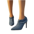 thumbnail image 4 of WQJNWEQ Shoes Women Spring and Fashion Slim Heel Denim Tassel High Heel Shoes Fall Sale, 4 of 6
