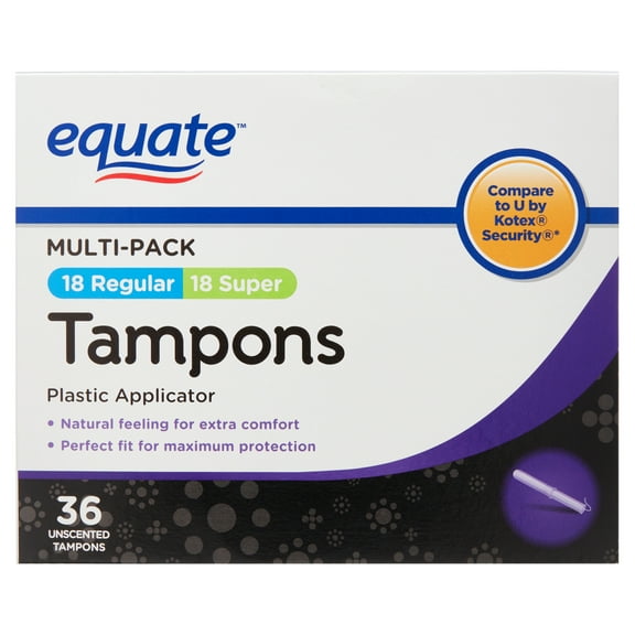 Equate Unscented Tampons with Plastic Applicator - Regular and Super - 36 Ct