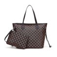 thumbnail image 1 of Bolso de hombro a cuadros para mujer - Bolso de cuero PU con bolsa interior, 1 of 3
