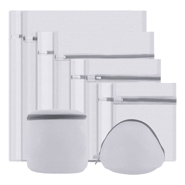 Set De 10 Malla Bolsas De Lavandería Para Lavadora Para Ropa Malubero Blanco