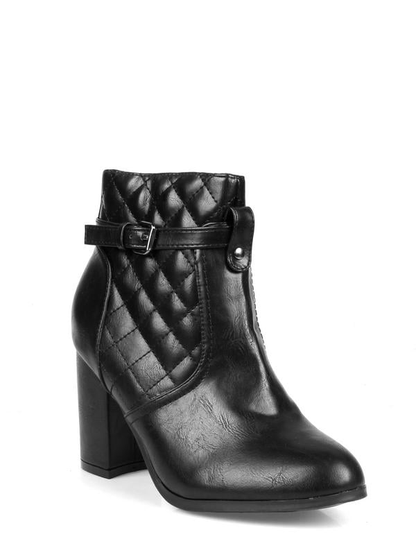 Nature Breeze Chunky Heel Women's Booties in Black