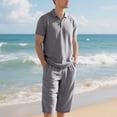 thumbnail image 5 of Rvwovn Men's Casual Summer Shirt and Shorts Set Linen-Blend Breathable Comfortable 2 Piece Outfit, 5 of 7