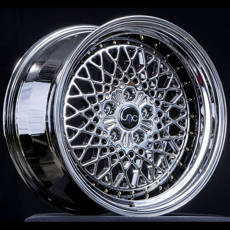 For 18x9.75 inch (1 Single Wheel Only) JNC Wheels - 18" JNC045 Platinum w/ Gold Rivet Rim - 5x114.3 JNC Wheels-18515710662