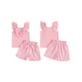 thumbnail image 2 of BemeyourBBs Toddler Baby Girl Summer Clothes Cute Infant Baby Girl 2 Pieces Outfit Sleeveless Ruffled Vest Tank Tops Bow Decor Plaid Print Shorts Set, 2 of 9