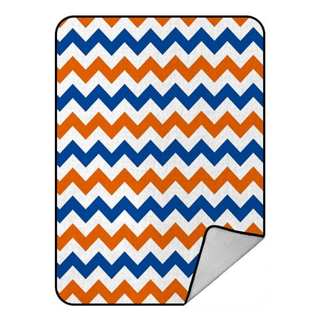 Navy Country Lambswool - GCKG Navy Deep Blue Orange Chevron Fleece Blanket Crystal Velvet Front and Lambswool Sherpa Fleece Back Throw Blanket 58x80inches