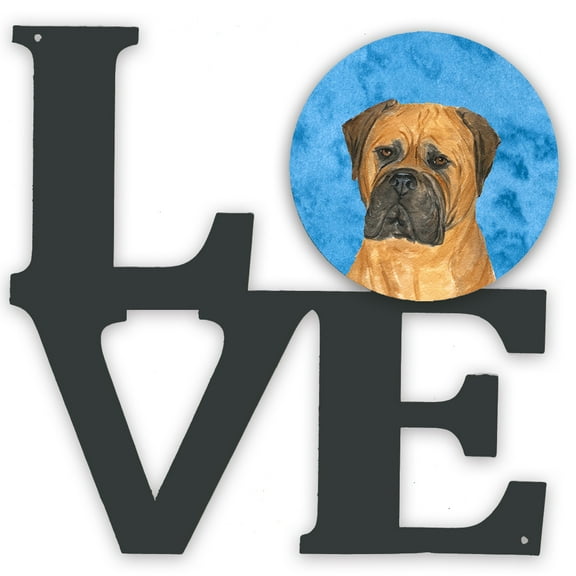 Blue Bullmastiff Metal Wall Artwork LOVE