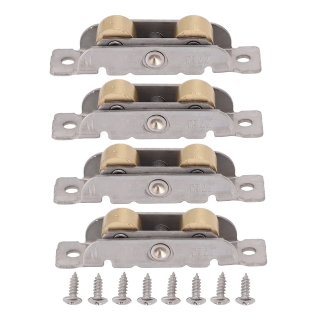 Conjunto de rodillos para puerta corrediza de Patio, conjunto de rodillos de rueda con rodamiento de bolas de cobre y acero inoxidable para puerta de vidrio, rueda plana, 4 Uds.
