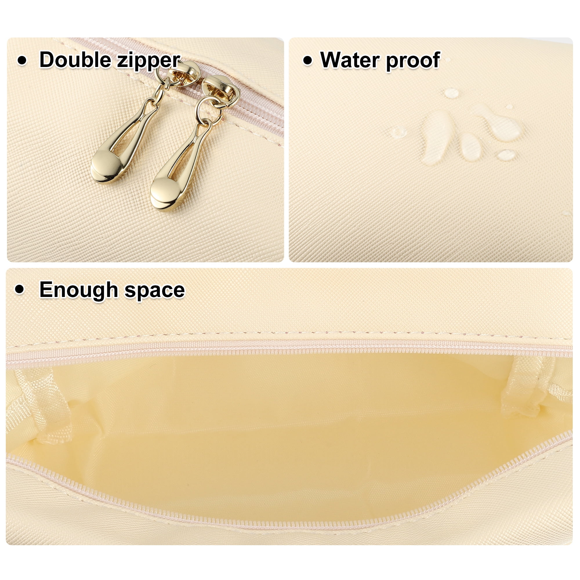 Unique Bargains Floral Makeup Bag Zipper Flower Cosmetic Pouch Beige