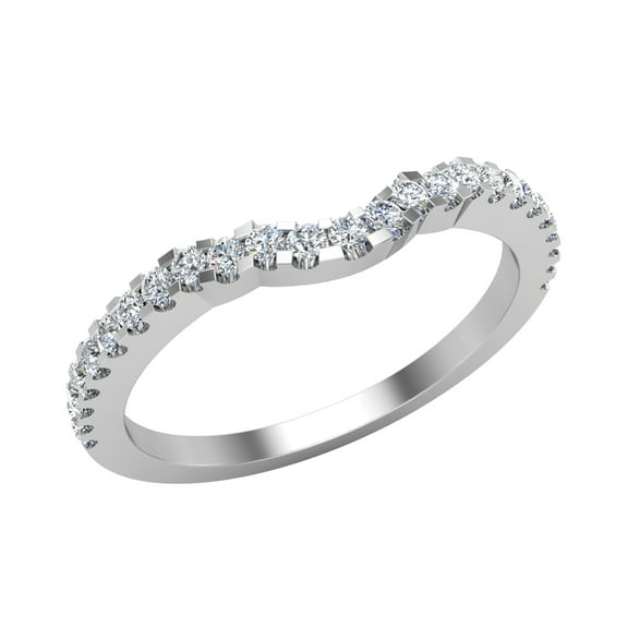 Diamond Band Matching to Three stone Split Shank Wedding Ring 14K White Gold 0.25 CT