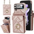 thumbnail image 1 of Allytech Galaxy Z Flip 3 Wallet Case + 1Pcs Camera Lens Protector, PU Leather Cards Holders Ring Stand Shoulder Strap Shockproof Mangetic Closure Wallet Case Cover for Samsung Galaxy Z Flip 3 Rosegold, 1 of 9