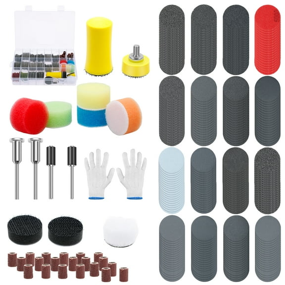 355Pcs Wet Dry Sanding Disc and Drum Set 1 Inch 60 to 10000 Grit Polishing Sandpaper Assortment Set with 1/8 Inch Shank for Metal Resin Wood Mirror Glass