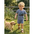 thumbnail image 3 of BemeyourBBs Toddler Baby Boys Summer Clothes Waffle Knit 2 Pieces Outfits Cute Tractor Embroidery Short Sleeve T Shirt Tops and Pockets Shorts Set, 3 of 9