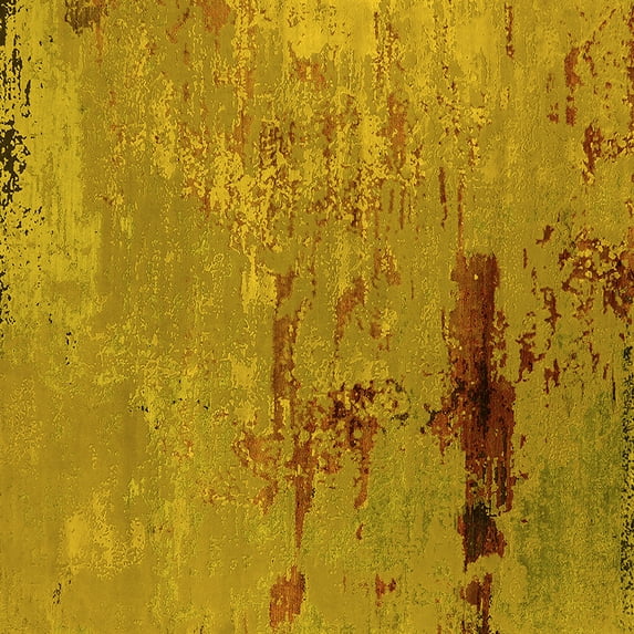 Ahgly Company Indoor Square Oriental Yellow Industrial Area Rugs, 4' Square