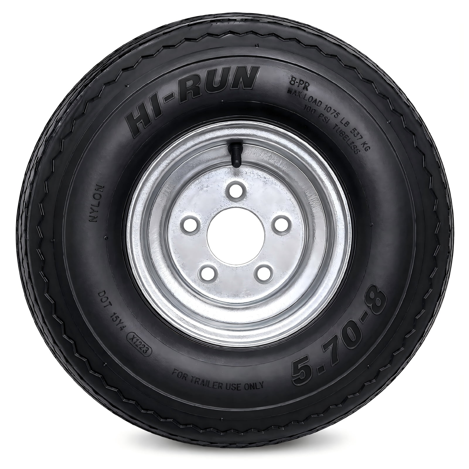 Hi-Run 2 Set SU02 5.70-8 8PR Boat Trailer Tire and 5-Lug Galvanized Wheel Assembly