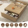 thumbnail image 4 of 47" Oversized Square Coffee Table for Large Living Room, Large Center Table with 2 Massive Drawers, Neutral Wood Finish Wood Coffee Table for Spacious Seating Areas and Sectionals, 4 of 10