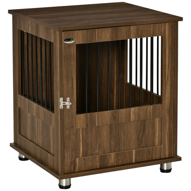 PawHut Dog Crate Furniture, Wooden End Table, Small Pet Kennel with