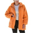 thumbnail image 2 of Nfurl Zip Up Fleece Coats for Women Plus Size Thermal Long Sleeve Outerwear Jackets Soft Solid Color Oversized Jacket with Pockets Fall Winter Coats Orange XXXL, 2 of 7