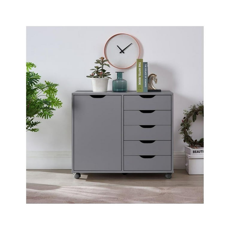 Naomi Home Amy 5-Drawer Office File Storage Cabinet with Shelves Color Black