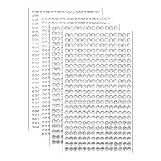 2190Pcs 3mm/5mm Rhinestone Stickers for Crafts, 4 Sheet Round Rhinestone Sticker for Scrapbooking, White Silver