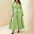 thumbnail image 2 of Atkumj Blazer Sets Women 2 Piece Outfits Stylish Lapel Button Jackets and Wide Leg Pants Suit Set Casual Solid Color Women Suits 2 Piece Set Business S, 2 of 7