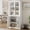 White Glass Door, variant on Multipurpose Tall Storage Cupboard, Farmhouse Wooden Kitchen Pantry with 4 Magnetic Doors and Adjustable Shelves, Freestanding Organizer for Indoor Living & Dining Space, Retro White