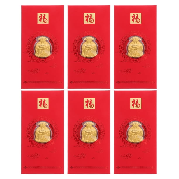 EeaseMX 6 sobres rojos exquisitos para Año Nuevo chino, paquetes rojos, suministros para Año Nuevo